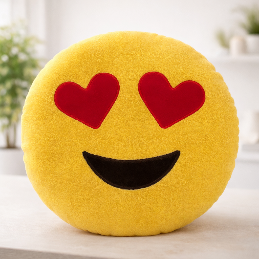 Personalized Heart-Eyes Emoji Photo Cushion